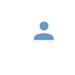 Icon of white outlined book with a blue profile picture on the page.