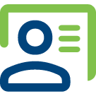 Icon of a stick figure reading a page on a monitor