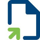 An icon of a folder with a green arrow in the left corner