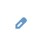 Icon of white outlined document with light blue pen on the bottom right.