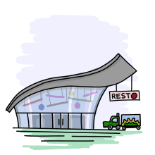 Illustrated Graphic of a rest stop area